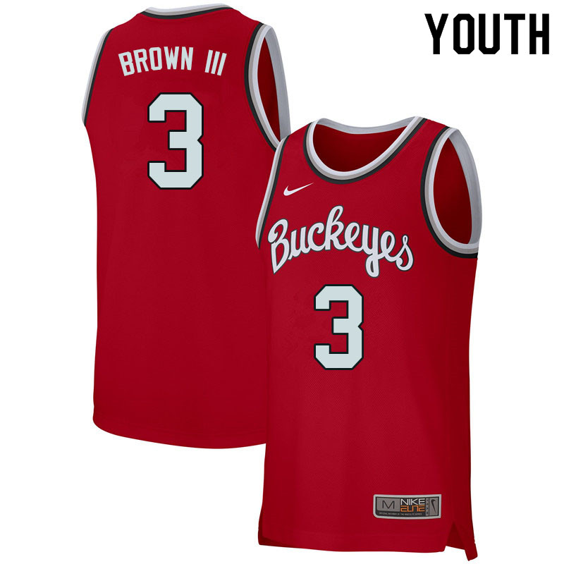 Youth #3 Eugene Brown III Ohio State Buckeyes College Basketball Jerseys Sale-Retro Scarlet